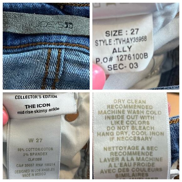 Joe’s Jeans Women’s The Icon Mid Rise Skinny Jeans Ally Medium Blue Wash Size 27 - Picture 6 of 7